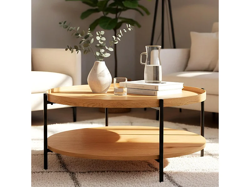 Table d'appoint - rond Ø 80 cm - Bois - Nature - Corbitan