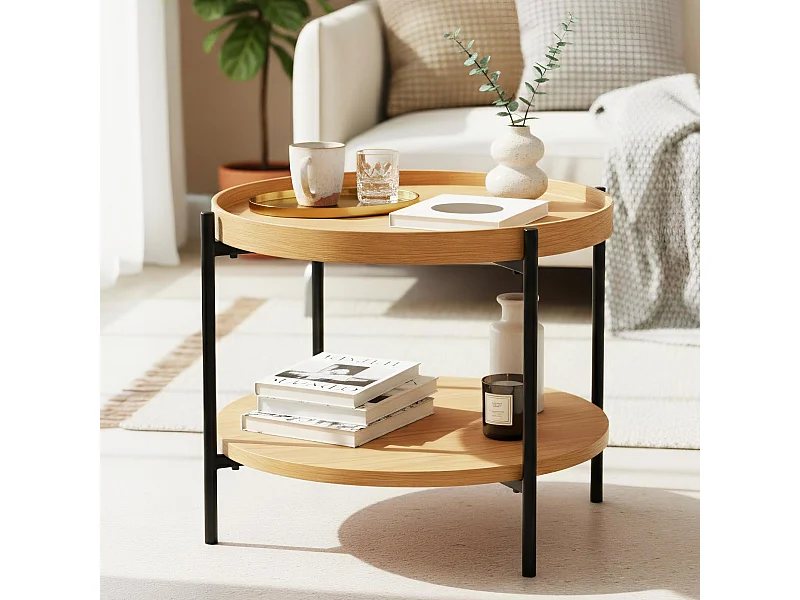 Table d'appoint - rond Ø 50 cm - Bois - Nature - Corbitan