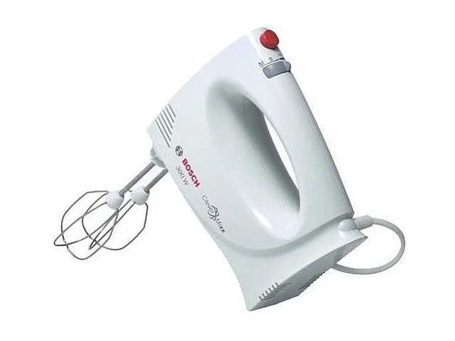 Bosch elektrische mixer MFQ3010 300W wit, 2 snelheden, roestvrijstalen deeghaken en gardes, Pulse-functie