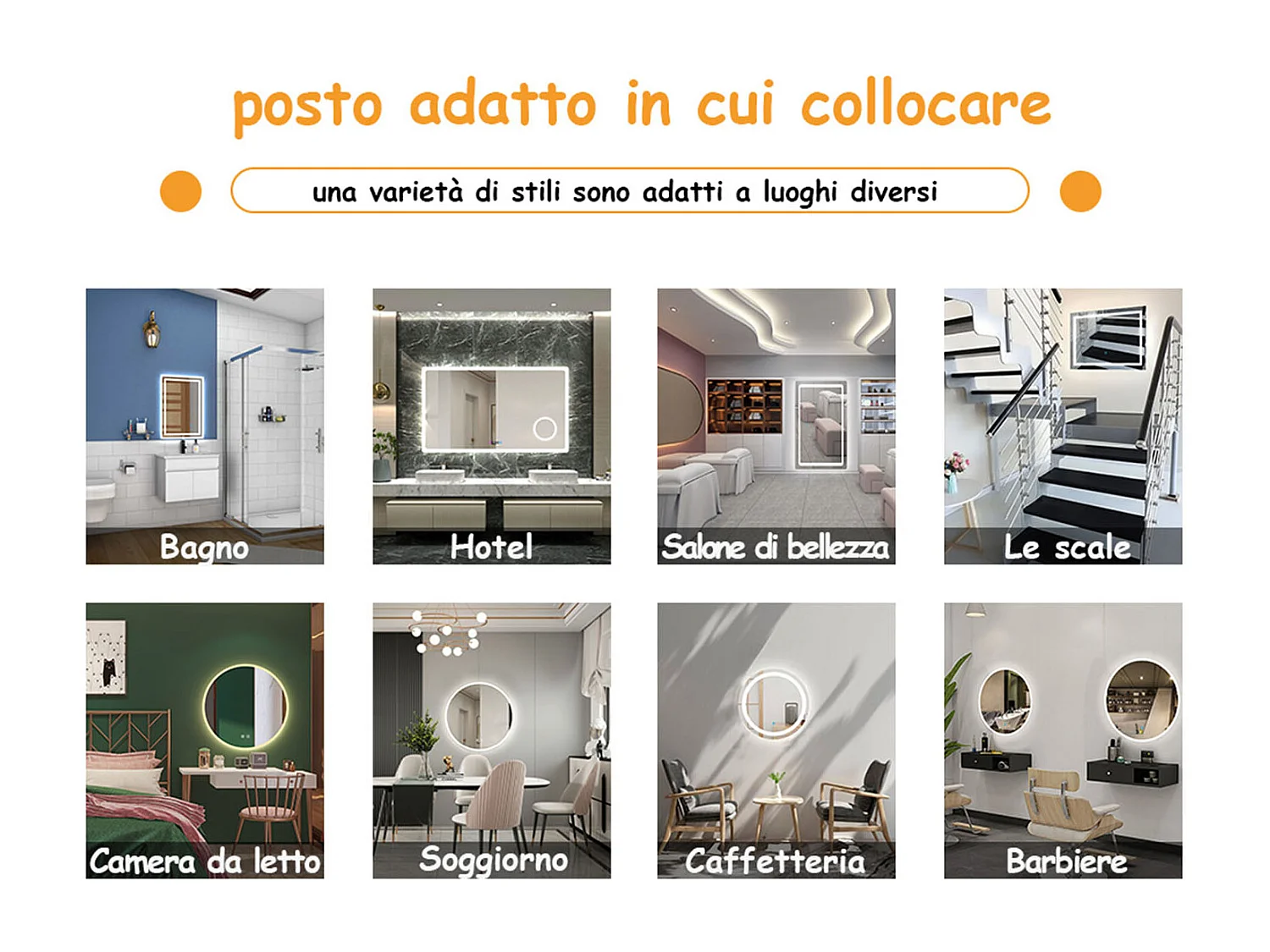 Specchio bagno Rettangolare 100x70cm Retroilluminato Con Led, 3 Luci, Design Moderno