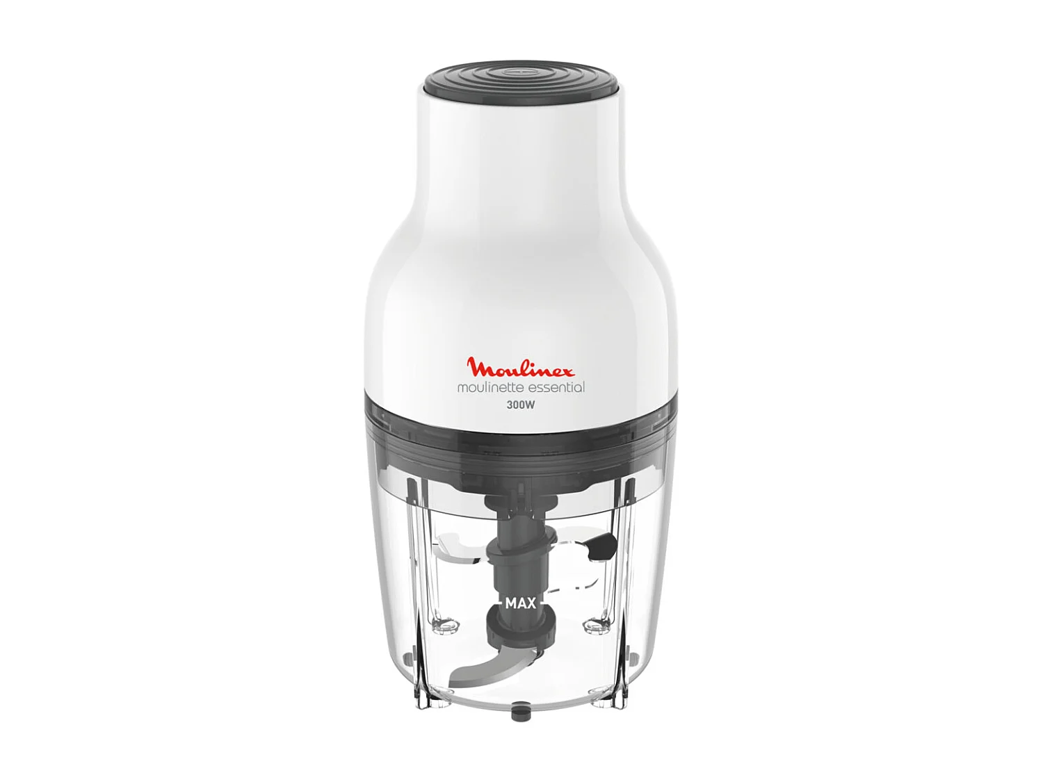 MOULINEX DJ520110 Moulinette Essential, Hachoir 300 W, Bol 400 ml, 4 lames en acier inoxydable, Mini mixeur viande, Decoupe legu