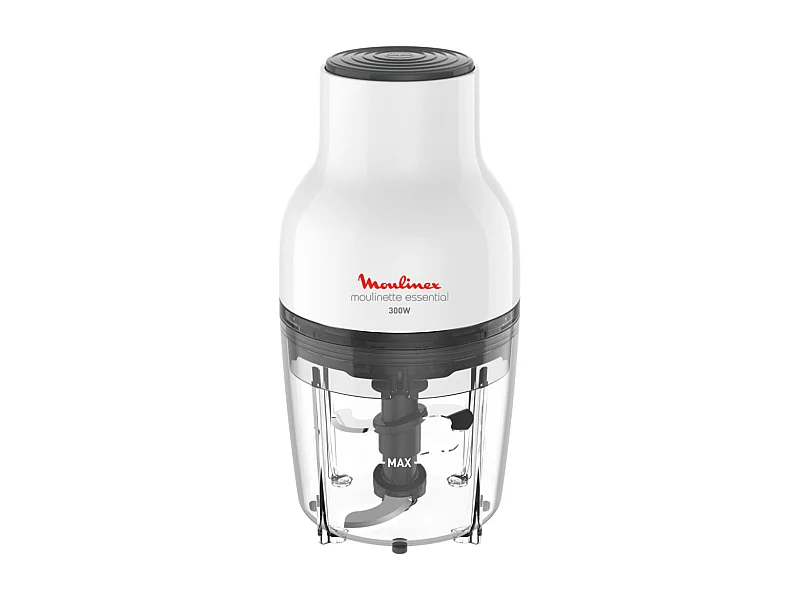 MOULINEX DJ520110 Moulinette Essential, Hachoir 300 W, Bol 400 ml, 4 lames en acier inoxydable, Mini mixeur viande, Decoupe legu