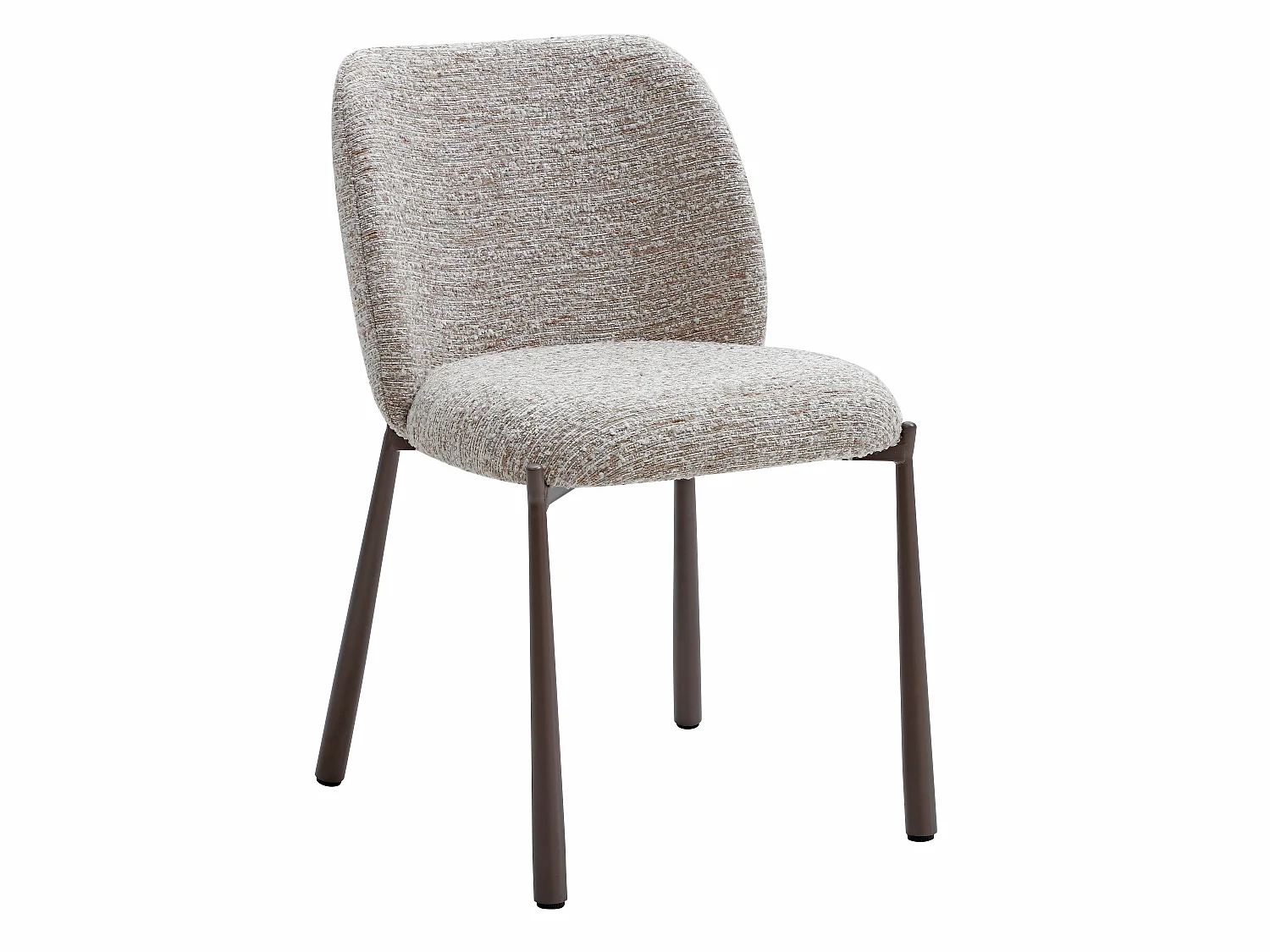 Lot de 6 chaises en tissu texturé et métal marron - Beige - JIZAK