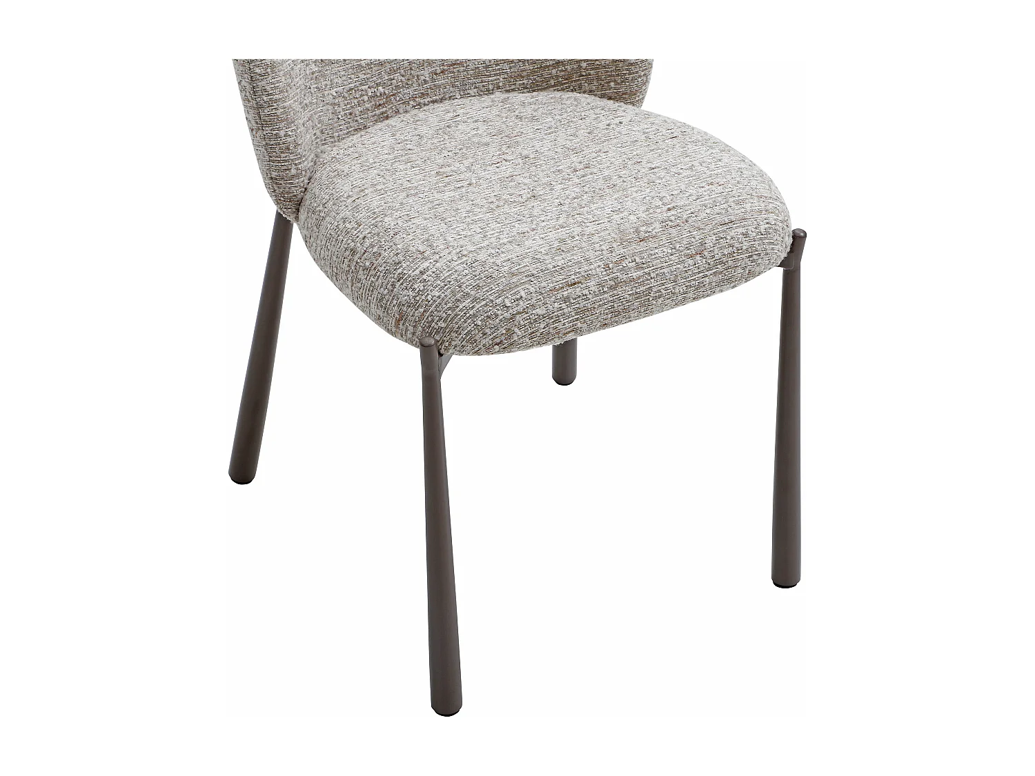 Lot de 6 chaises en tissu texturé et métal marron - Beige - JIZAK