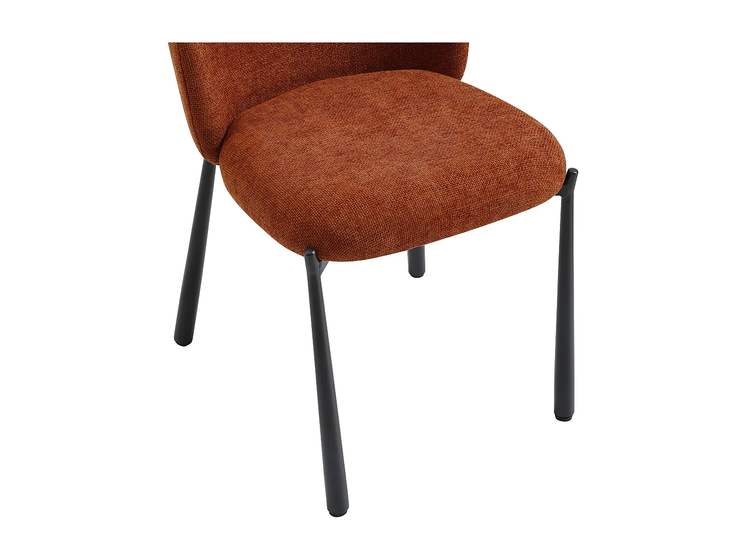 Lot de 6 chaises en tissu texturé et métal noir - Terracotta - JIZAK