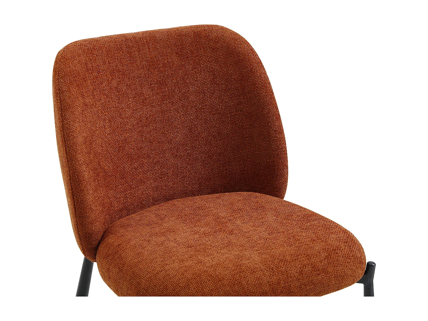 Lot de 6 chaises en tissu texturé et métal noir - Terracotta - JIZAK