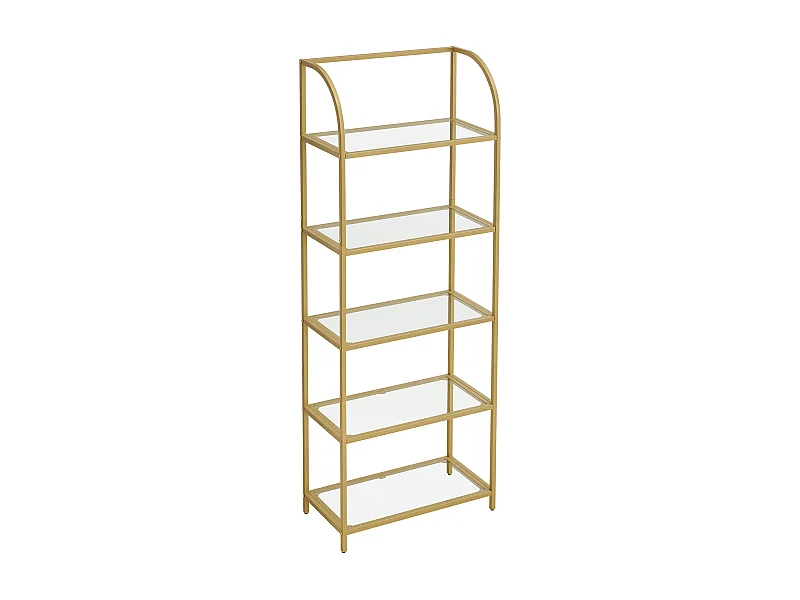 Valora Bücherregal LGT051A61 Glasablage Gold Stahl für Wohnzimmer