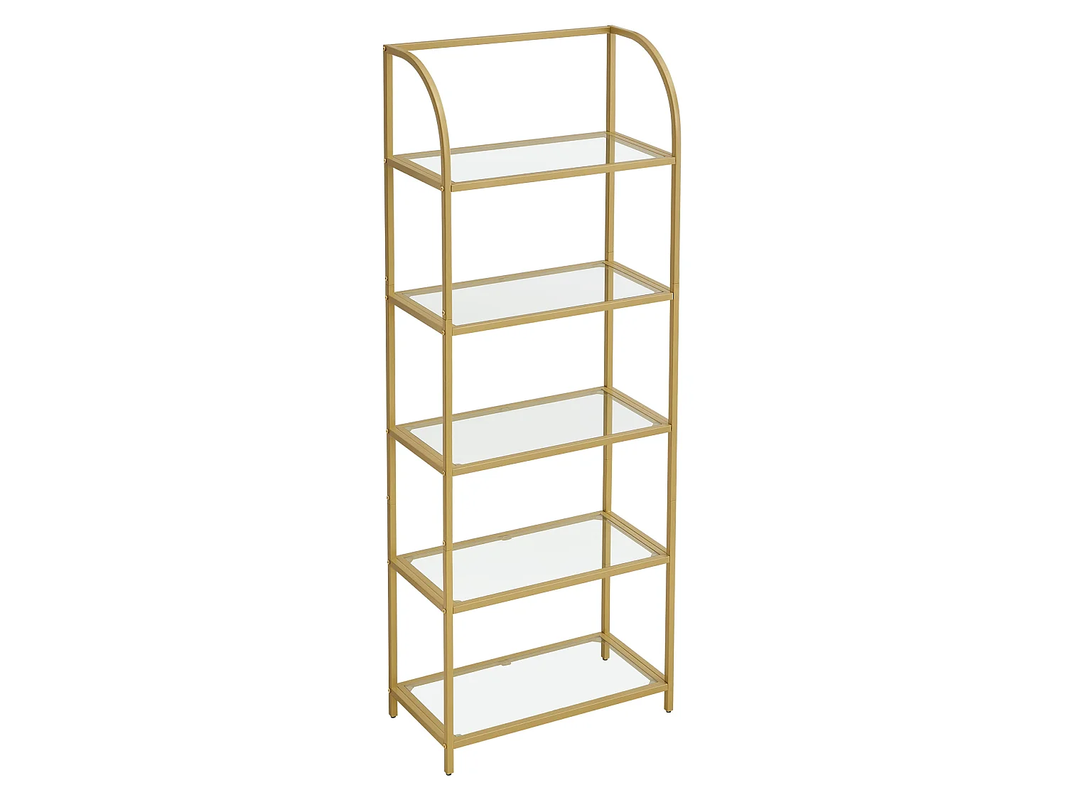 Bibliothèque Valora LGT051A61, étagère en verre et acier doré pour salon