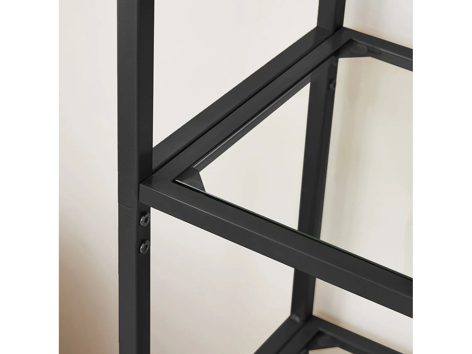 Valora Bücherregal LGT050B61 Glasablage Schwarz Moderner Stil für Wohnzimmer