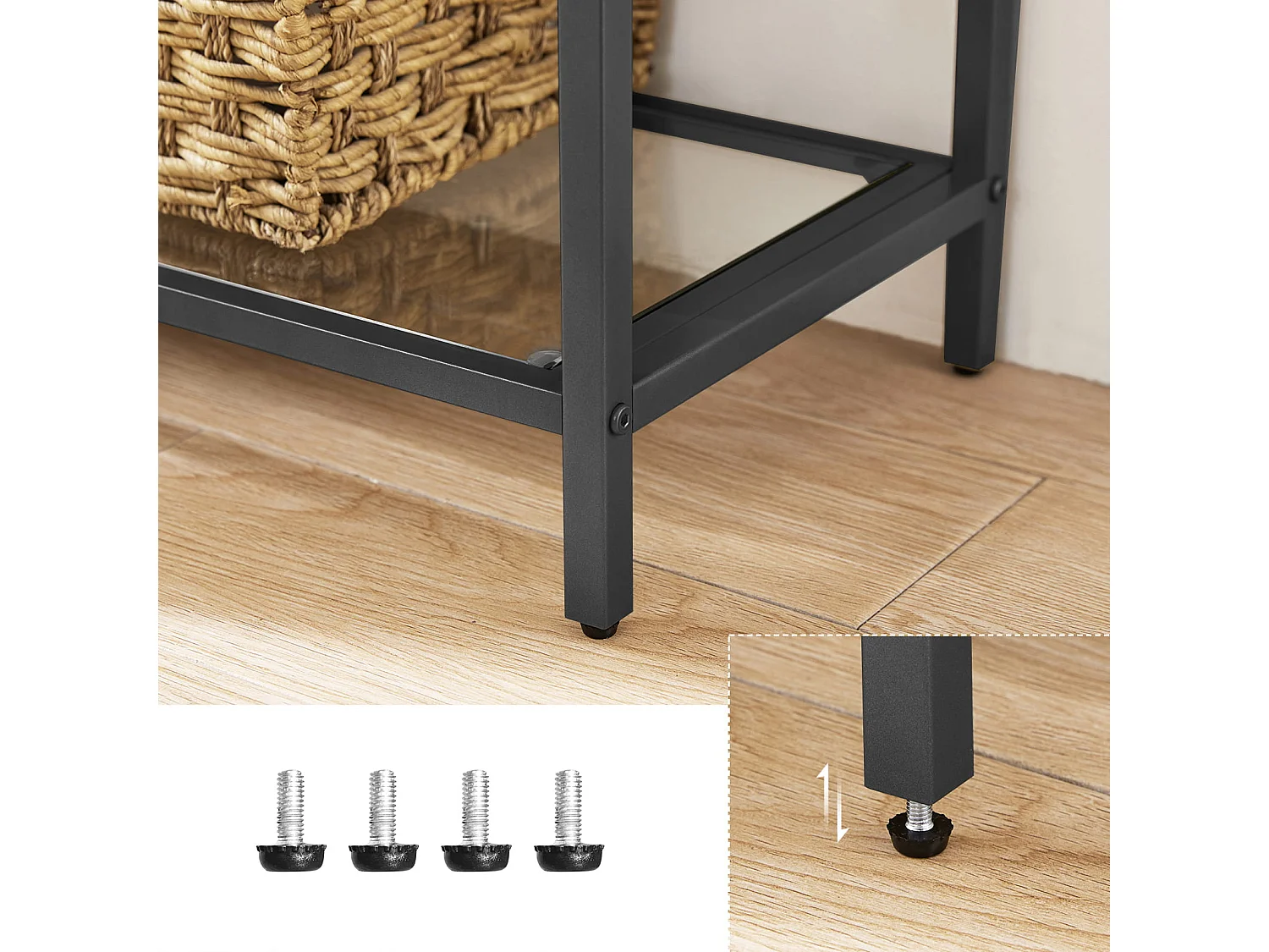 Valora Bücherregal LGT050B61 Glasablage Schwarz Moderner Stil für Wohnzimmer