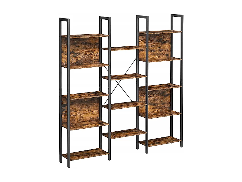Valora Bücherregal, rustikal braun, Loft-Stil, 14 Regalböden