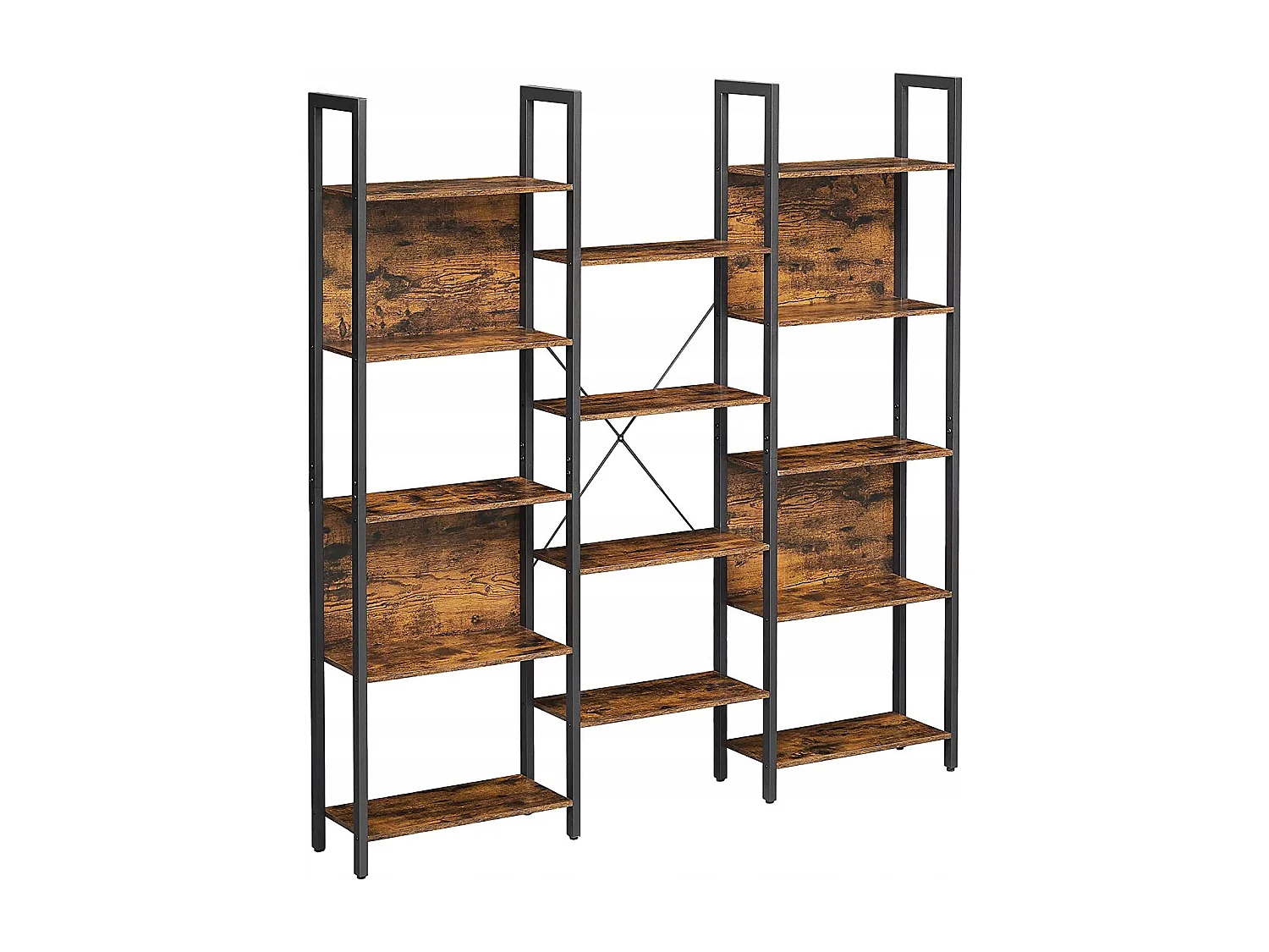 Valora Bücherregal, rustikal braun, Loft-Stil, 14 Regalböden