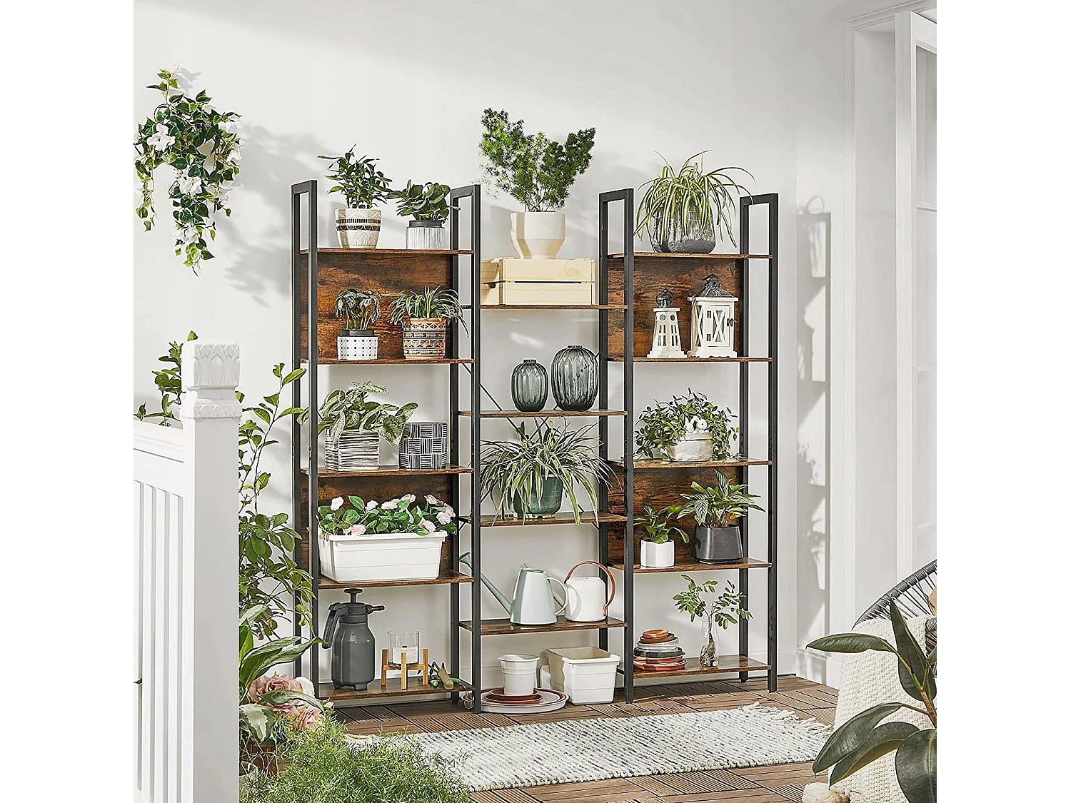 Valora Bücherregal, rustikal braun, Loft-Stil, 14 Regalböden