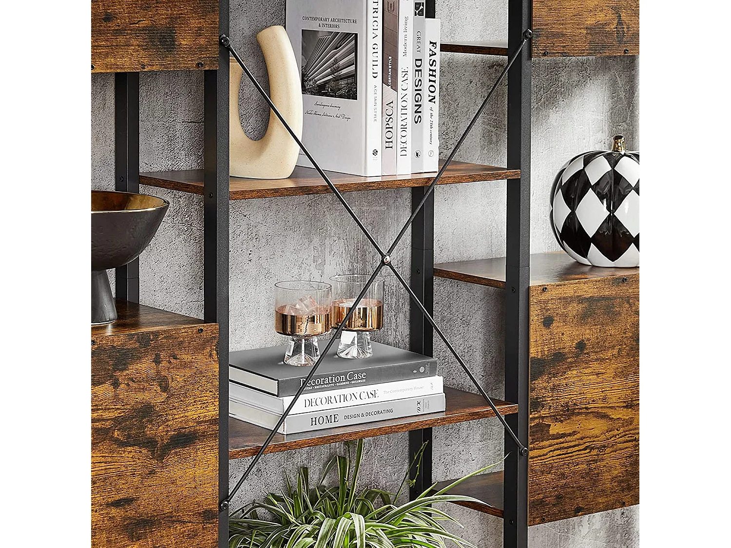 Valora SHELF CABINET Regał loft brązowy rustykalny 14 półek