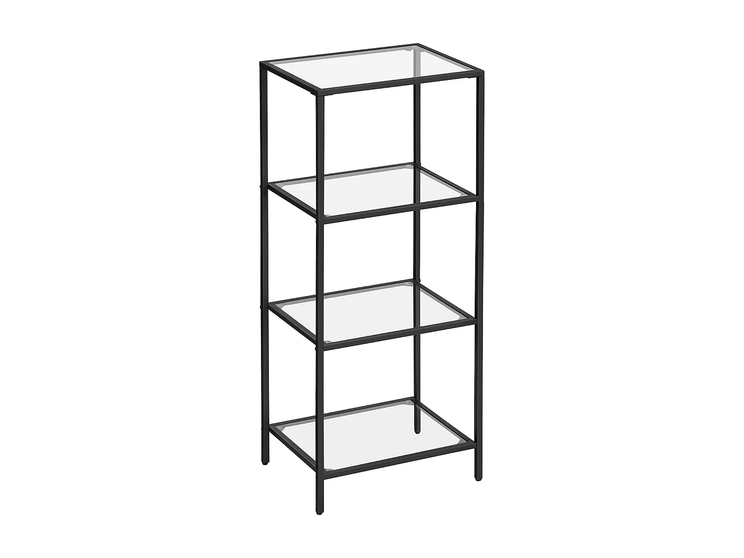 Bibliothèque Valora, étagères en verre, métal noir, 4 étagères