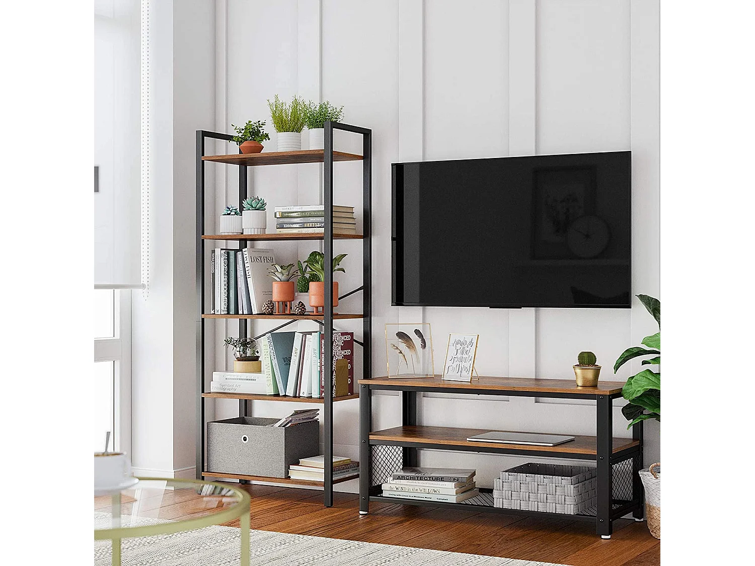 Regał Valora BOOKSHELF Rustic Brown Steel 5-półkowy