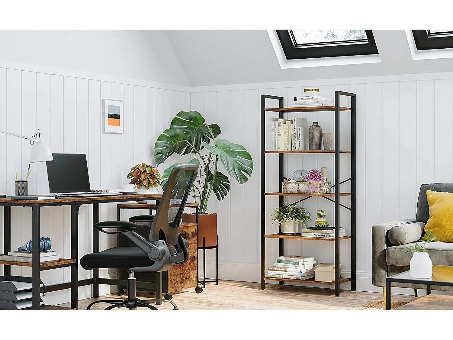 Regał Valora BOOKSHELF Rustic Brown Steel 5-półkowy