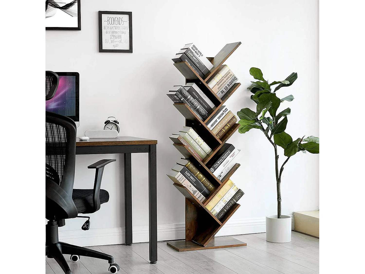 Valora LBC11BX Regał na książki Rustykalny Brązowy Płyta Wiórowa