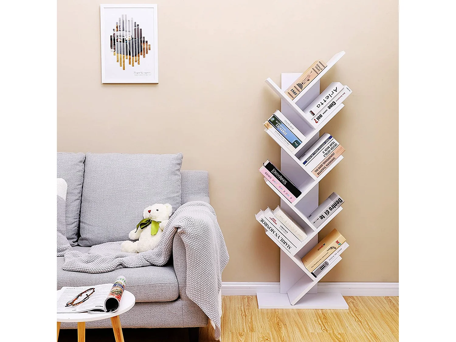 Półka na książki Valora LBC11WTV1 Biała płyta wiórowa do salonu