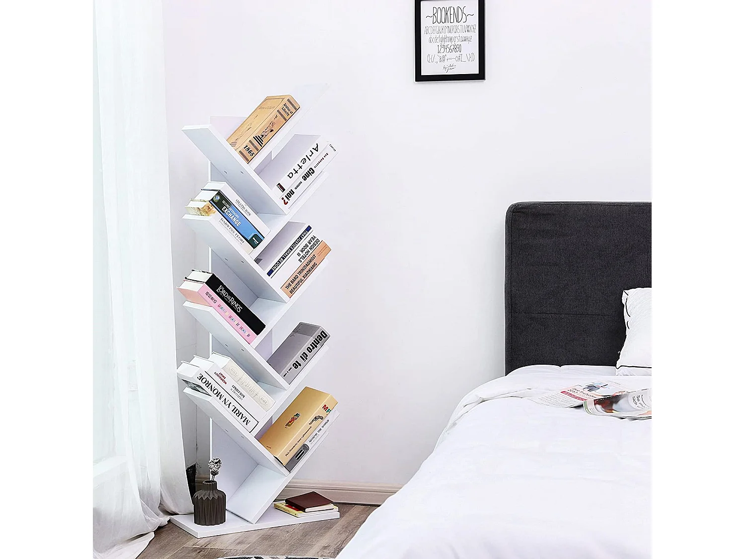 Półka na książki Valora LBC11WTV1 Biała płyta wiórowa do salonu