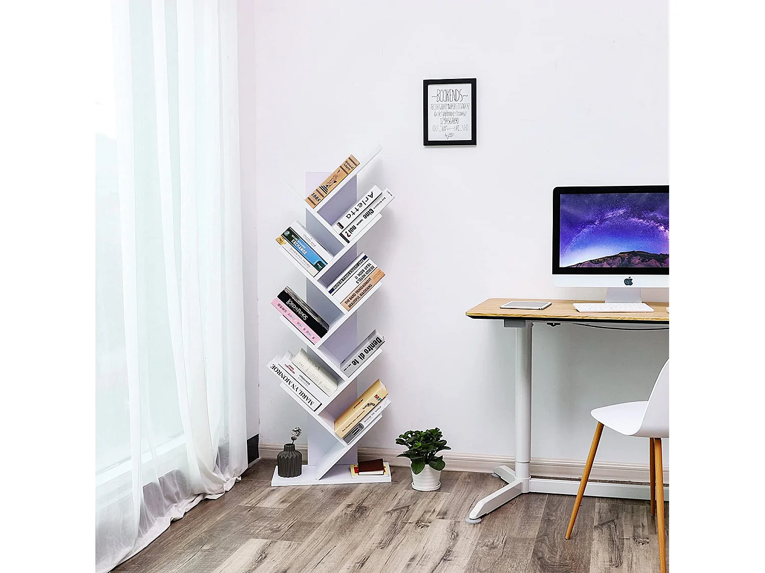 Półka na książki Valora LBC11WTV1 Biała płyta wiórowa do salonu