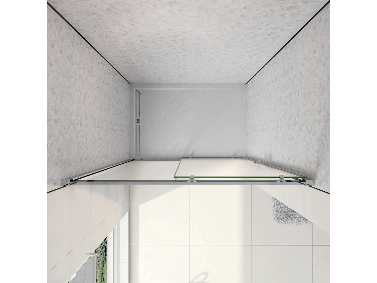 130x185 cm Porta Doccia Per Nicchia Anta Scorrevole Ingresso Laterale In Vetro Temperato 5mm Satinato Opaco
