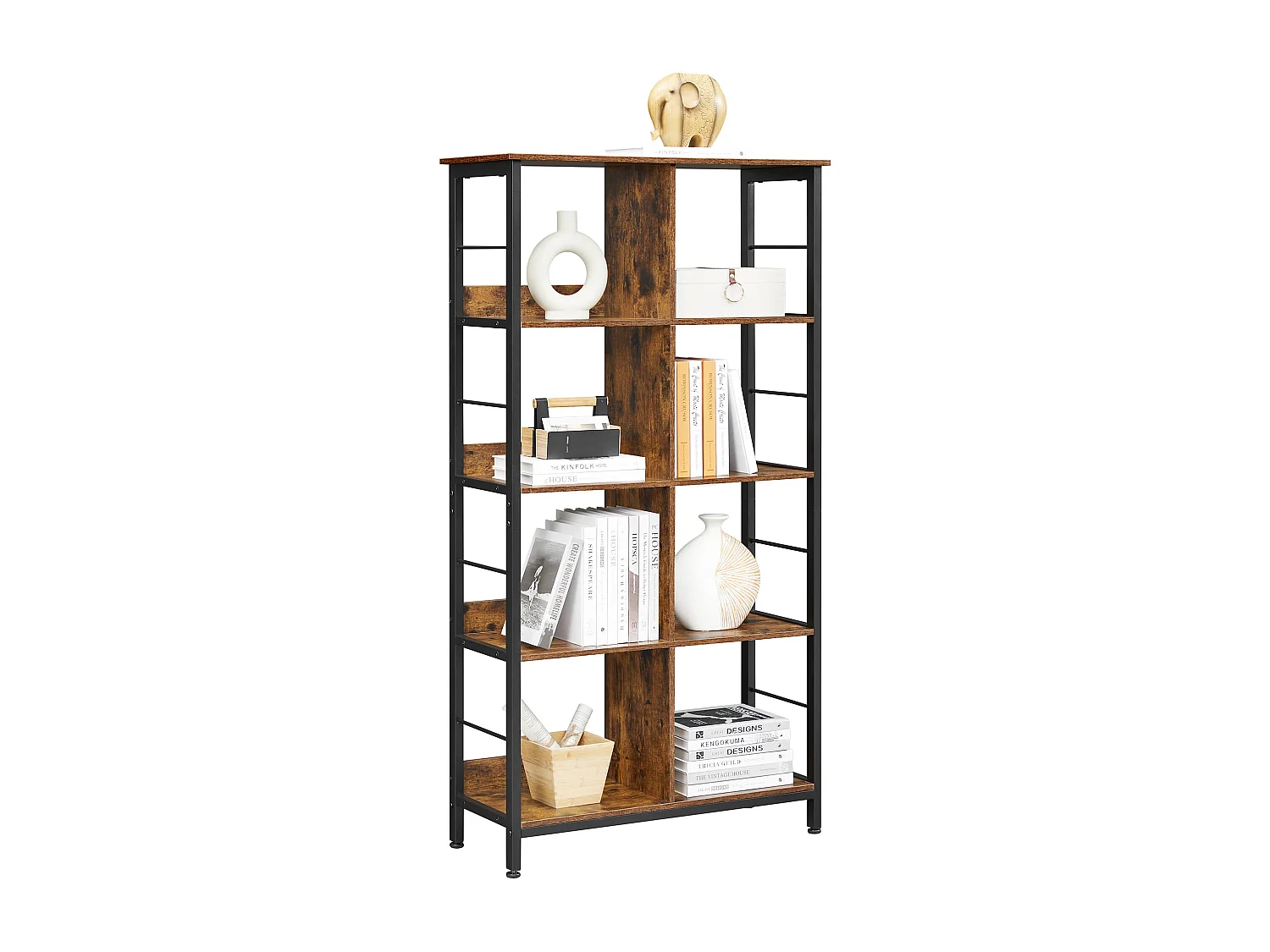 Valora Regal Bücherregal Rustikales braunes Metall für das Wohnzimmer