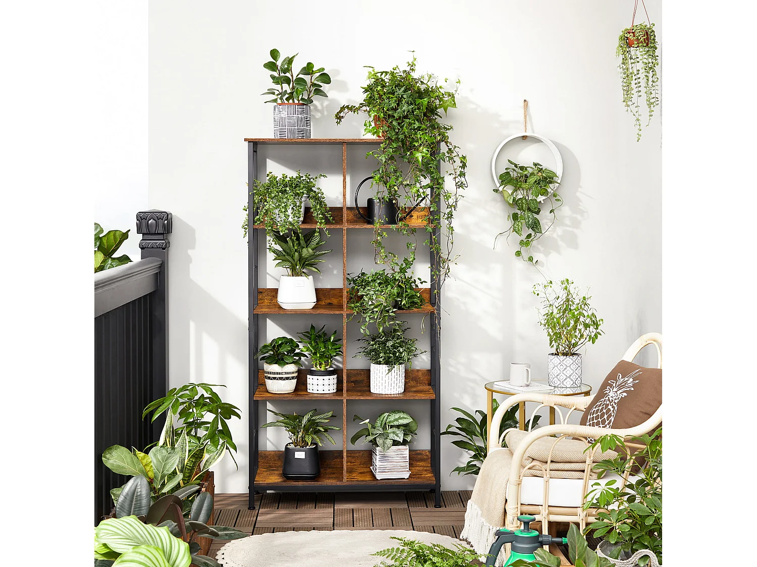 Valora Regal Bücherregal Rustikales braunes Metall für das Wohnzimmer