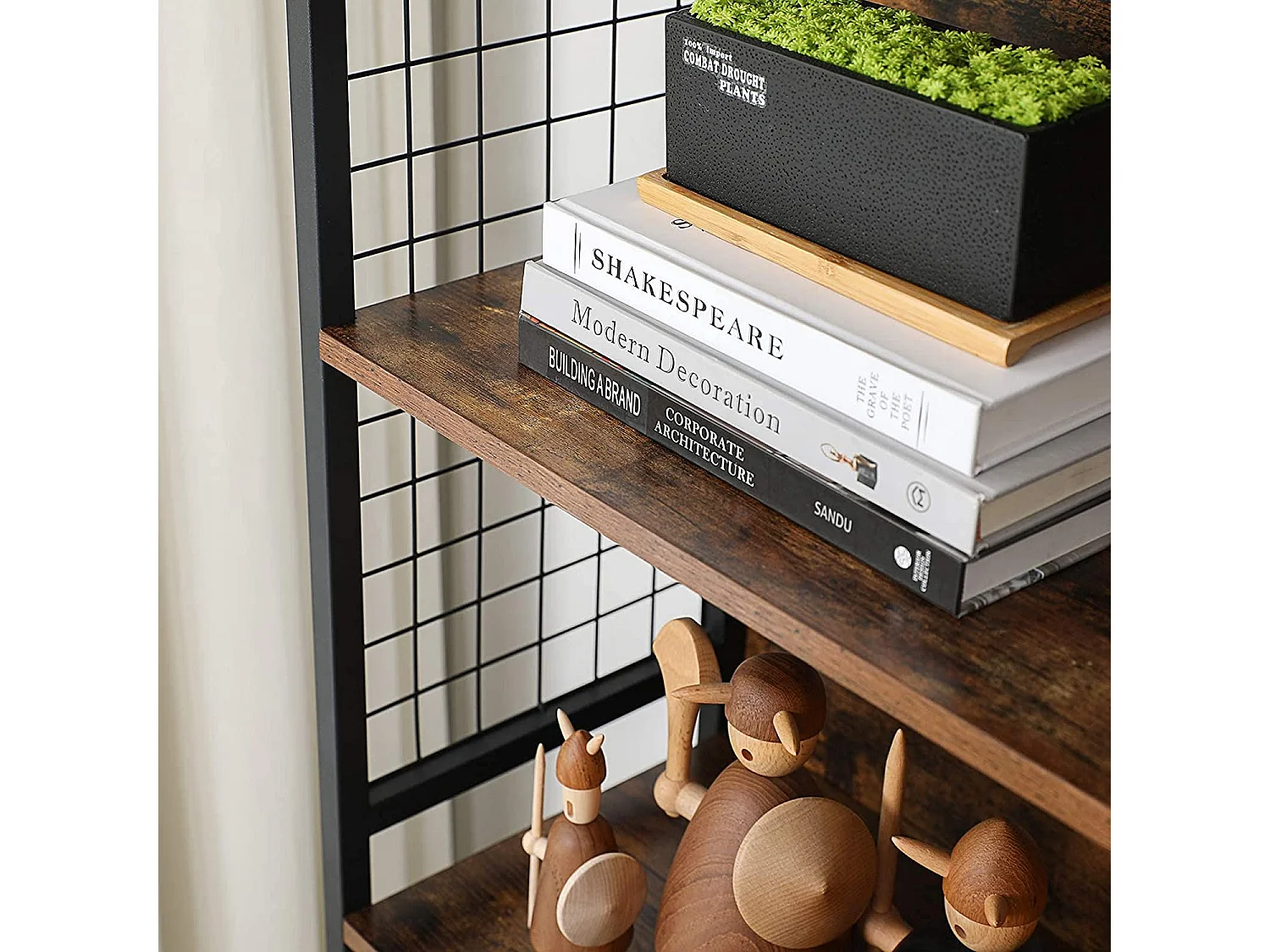 Valora LBC023B01 Bücherregal, rustikal braun, Stahl, 4 Ablagen