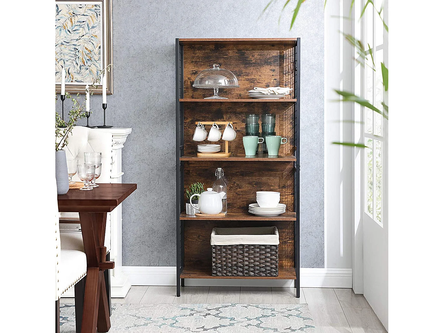 Valora LBC023B01 Bücherregal, rustikal braun, Stahl, 4 Ablagen