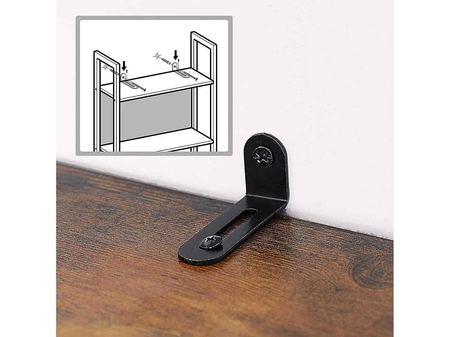 Valora Regal, Bücherregal, rustikales braunes Stahl, 5-stufig