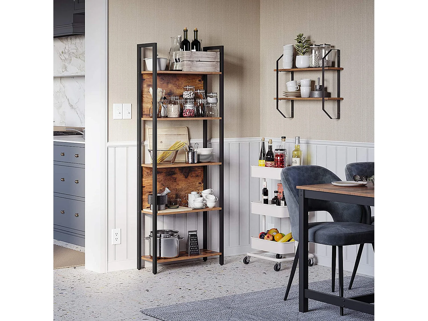 Regał na książki Valora Shelf Rustic Brown Steel 5-Tier