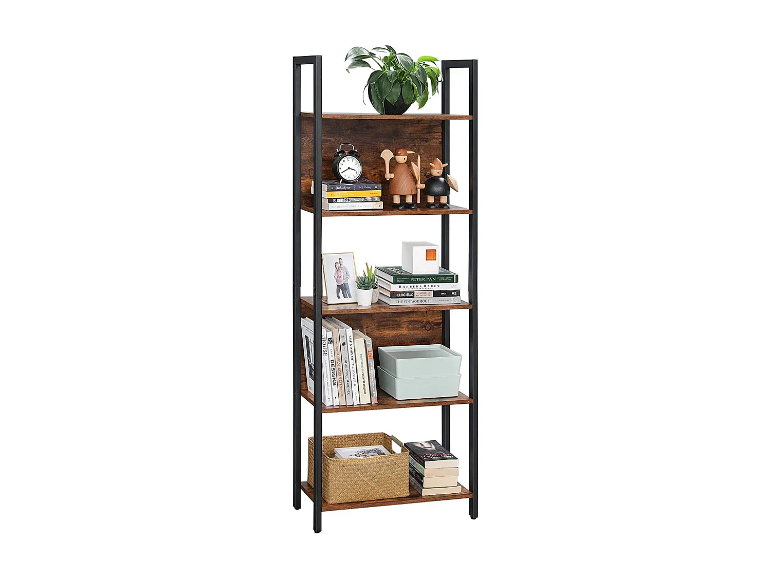 Regał na książki Valora Shelf Rustic Brown Steel 5-Tier