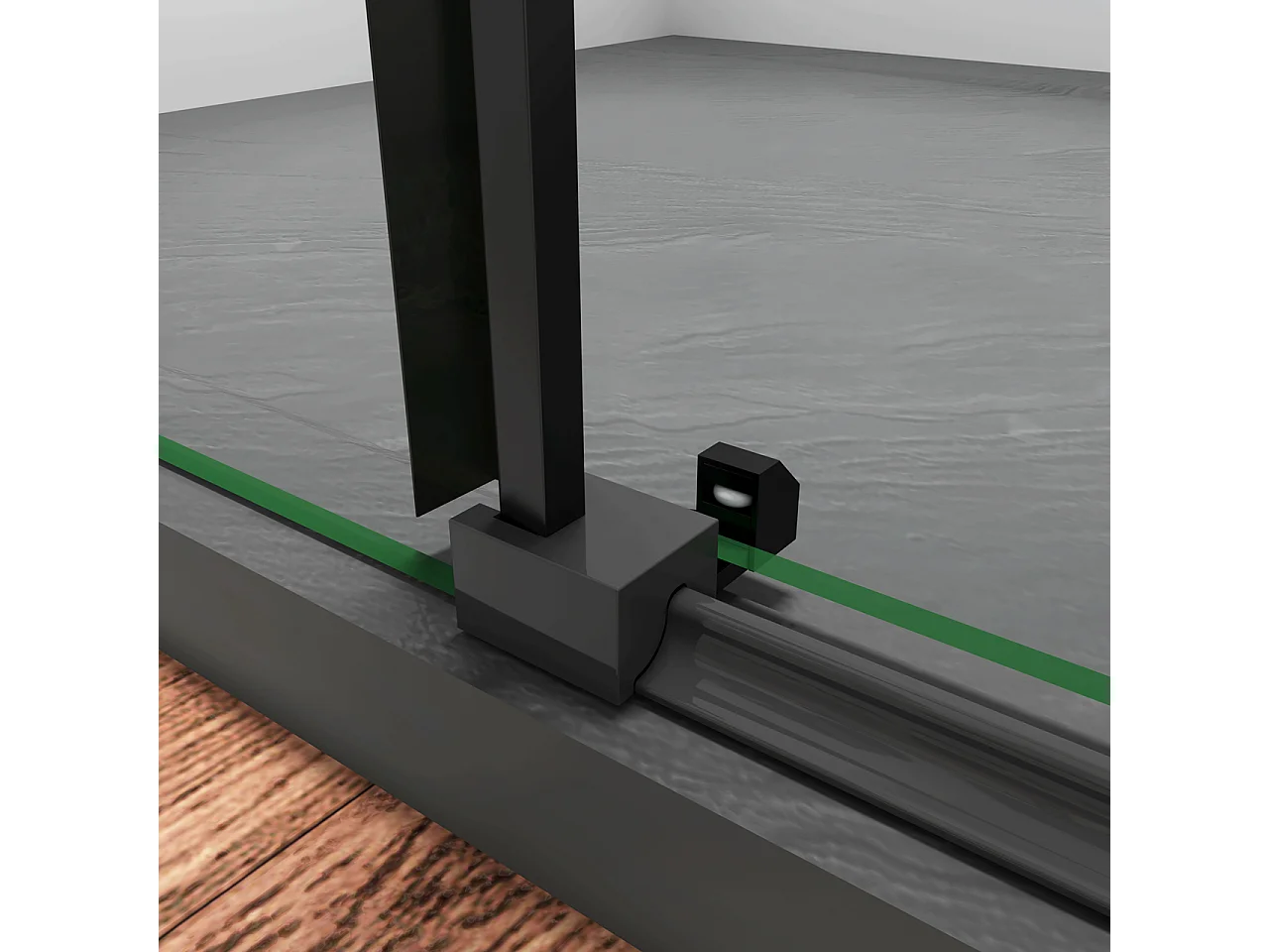 110x200 cm Box Doccia Per Nicchia Porta Scorrevole Ingresso Laterale in Vetro 8 mm Temperato Trasparente Anticalcare Telai in Alluminio Nero Opaco