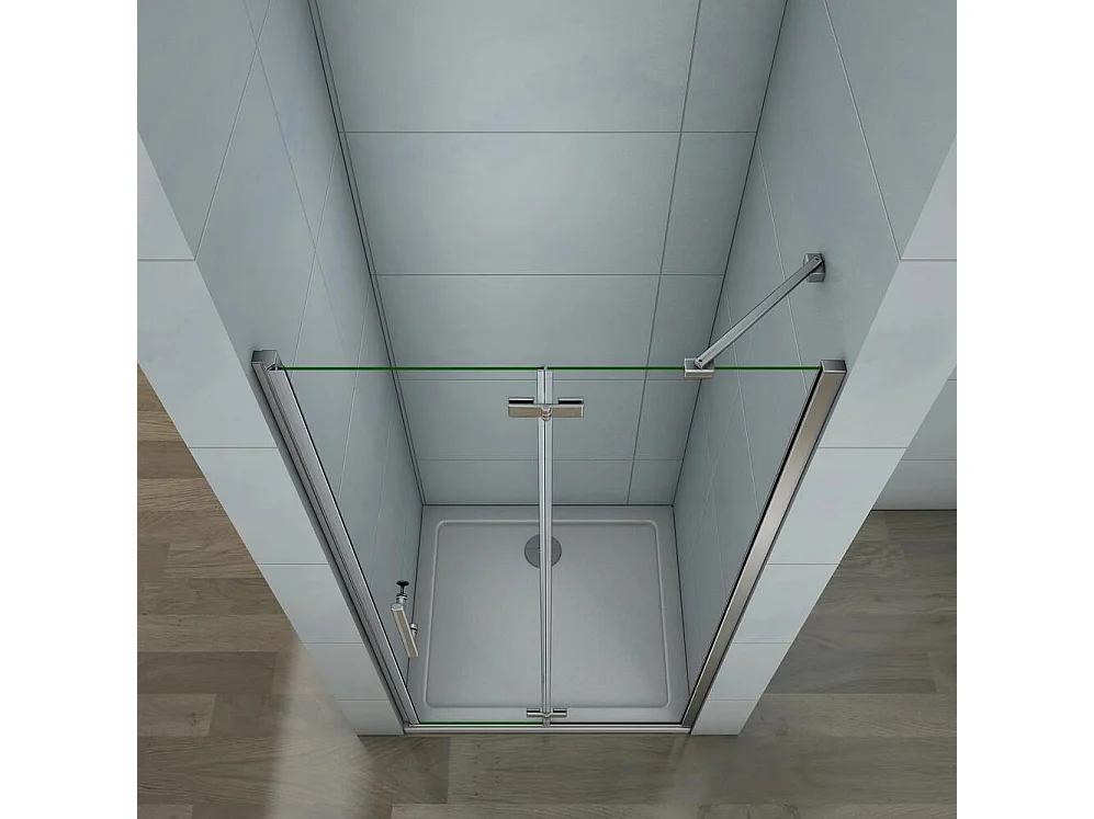 195 cm Porta Doccia per Nicchia Apertura Battente con Barra Stabilizzatrice Vetro 6 mm Temperato Trasparente Anticalcare Larga 100 cm