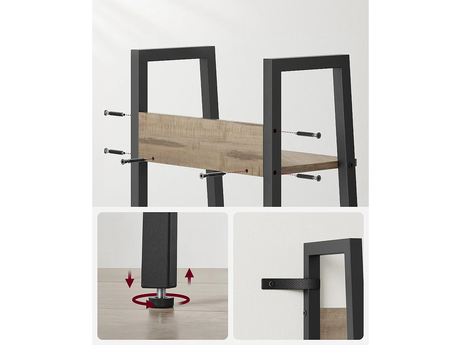 Valora Bücherregal SONOMA, 5-stöckiges schmales Bücherregal aus Spanplatte und Stahl