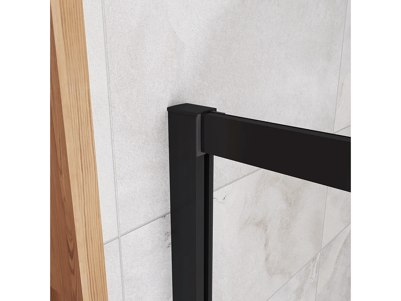 120x185 cm Box Doccia Per Nicchia Porta Scorrevole Ingresso Laterale in Vetro 5 mm Temperato Trasparente Profilo Nero Opaco