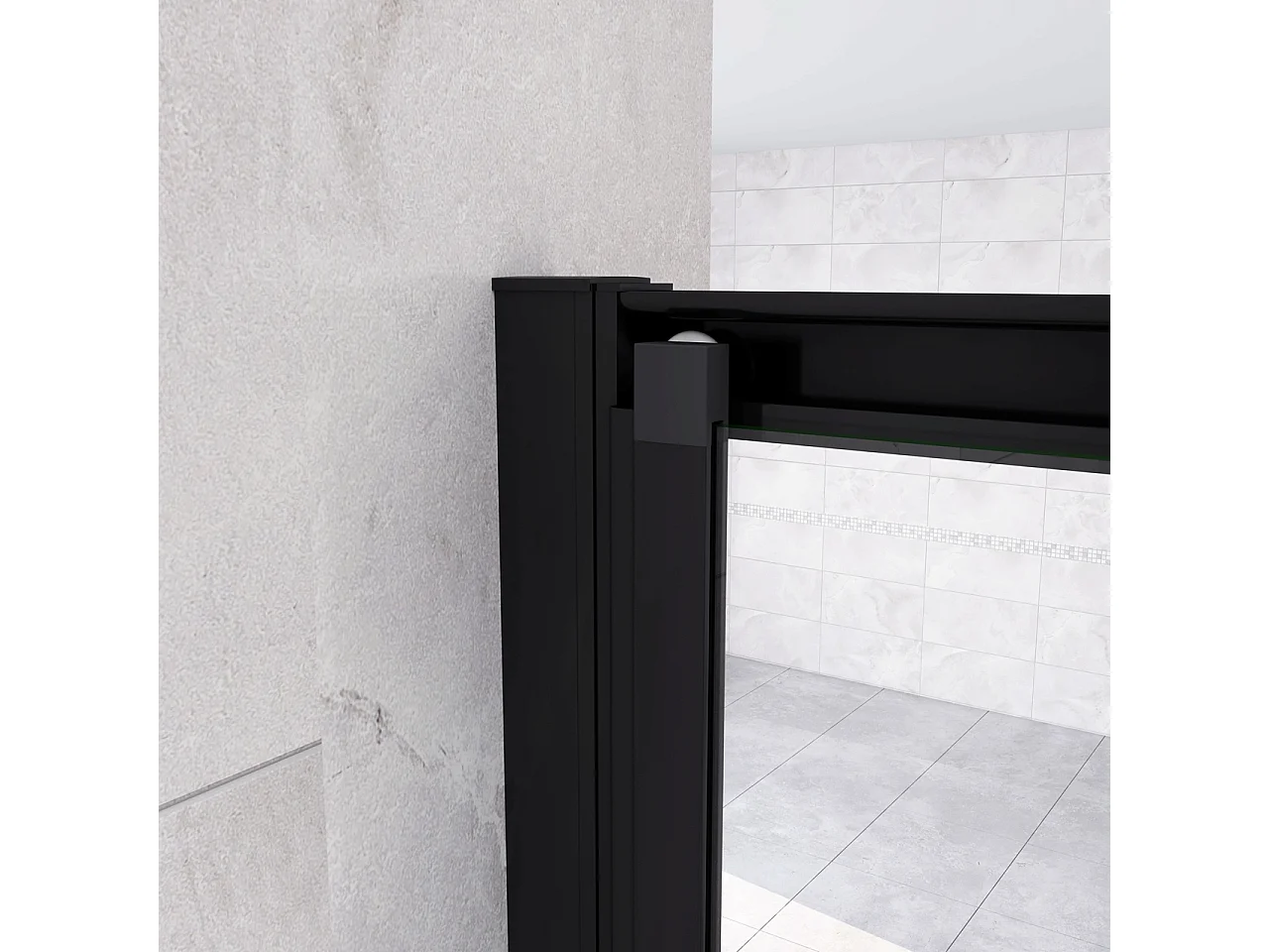 185 cm Box Doccia per Nicchia Porta a Soffietto Vetro Temperato 5 mm Trasparente  Profilo Nero Opaco 80 cm