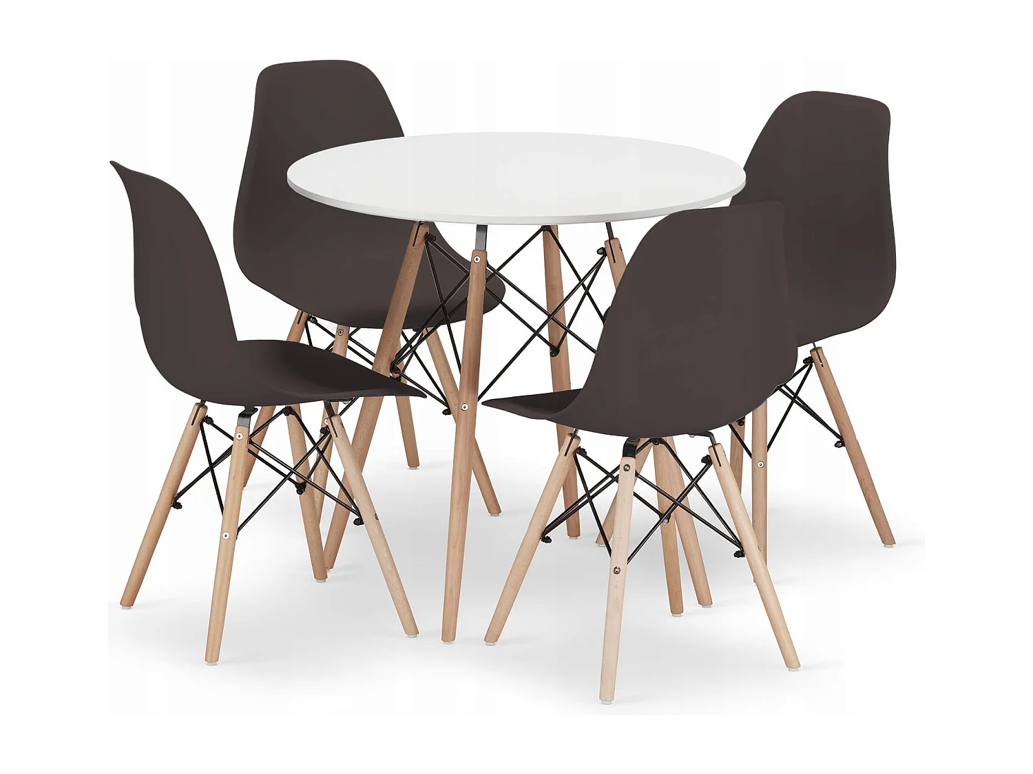 Valora KOVA TODI 80 weißes rundes Tischset + 4 OSAKA Kaffeestühle