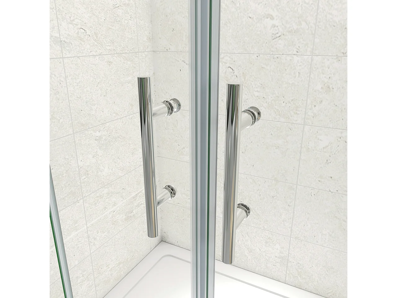 140x185 cm Porta Doccia Per Nicchia Doppie Ante Scorrevoli Ingresso Centrale In Vetro 5 mm Temperato Trasparente Profilo Cromo Lucido