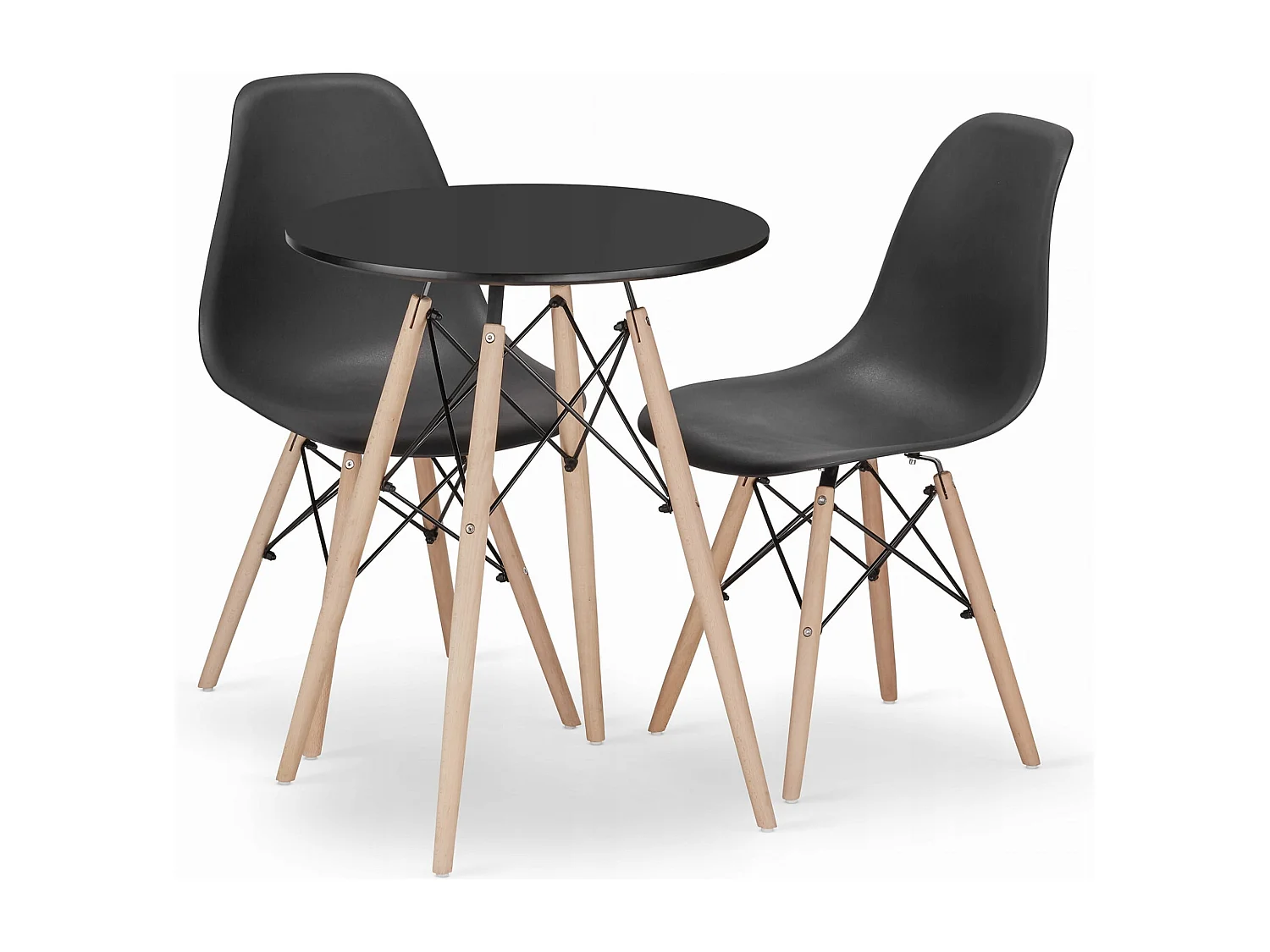 Valora KOVA 60 Zestaw okrągłych stołów z czarnego drewna bukowego x2