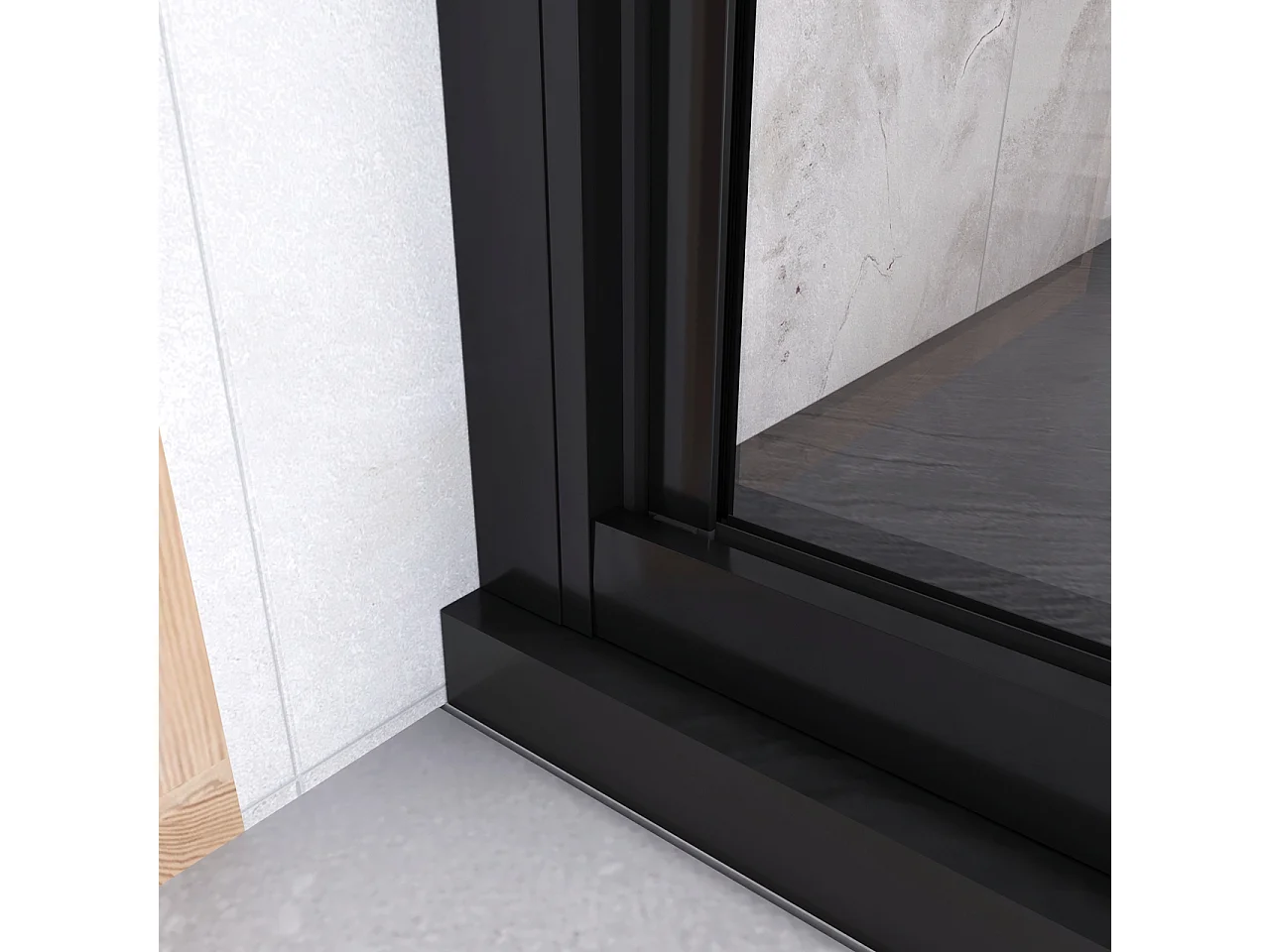 185 cm Box Doccia per Nicchia Porta a Soffietto Vetro Temperato 5 mm Trasparente  Profilo Nero Opaco 90 cm