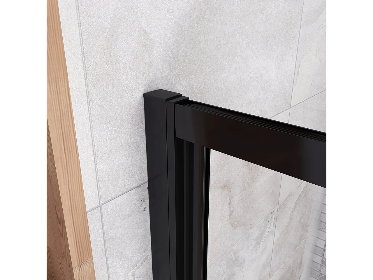 185 cm Box Doccia per Nicchia Porta a Soffietto Vetro Temperato 5 mm Trasparente  Profilo Nero Opaco 100 cm