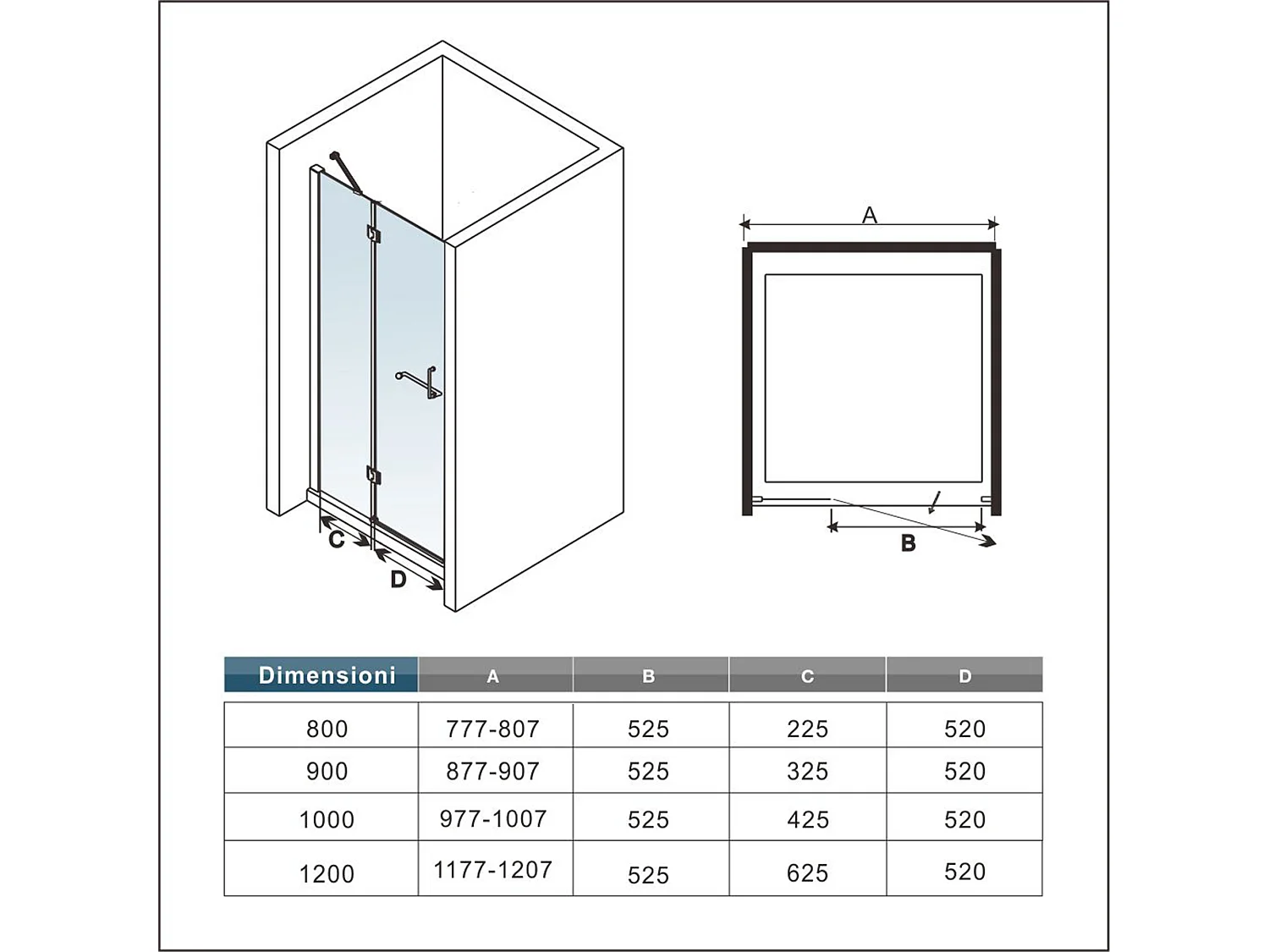 90x190 cm Porta Doccia Per Nicchia Apertura Battente in Vetro 8 mm Temperato Trasparente Anticalcare e Maniglione Porta Asciugamani Barra Stabilizzatrice
