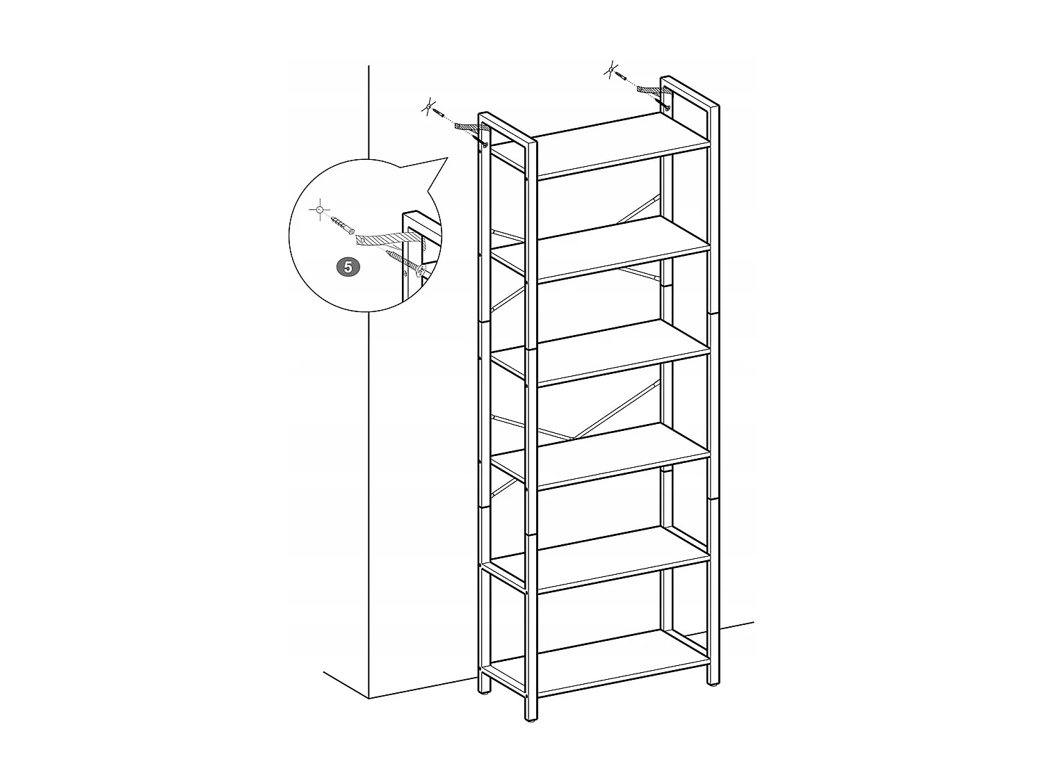Regał na książki Valora BOOKSHELF Rustykalny brąz 6 półek do salonu