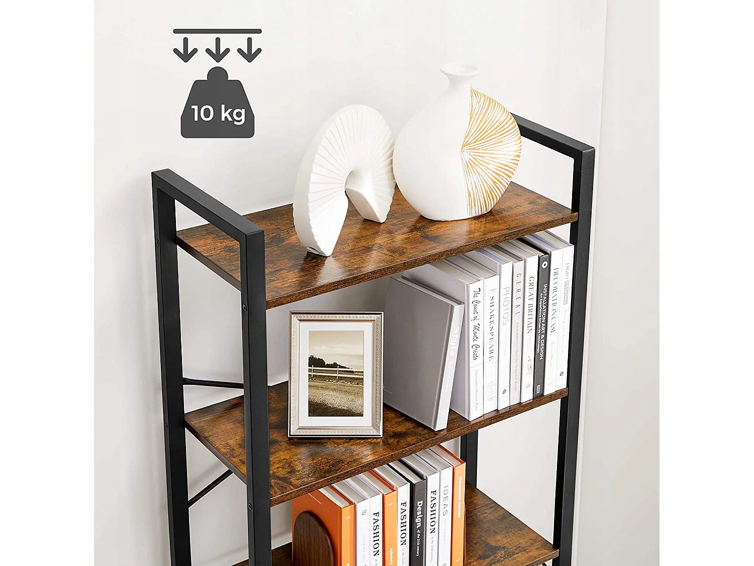 Regał na książki Valora BOOKSHELF Rustykalny brąz 6 półek do salonu