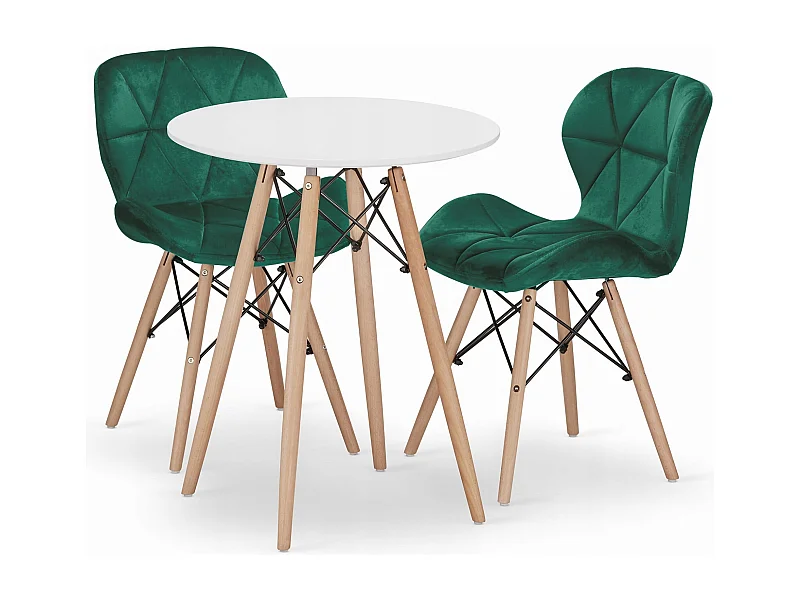 Ensemble de table Valora KOVA 60, blanc, rond, design moderne, pour salle à manger (x2)