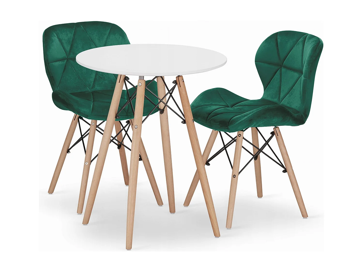 Ensemble de table Valora KOVA 60, blanc, rond, design moderne, pour salle à manger (x2)