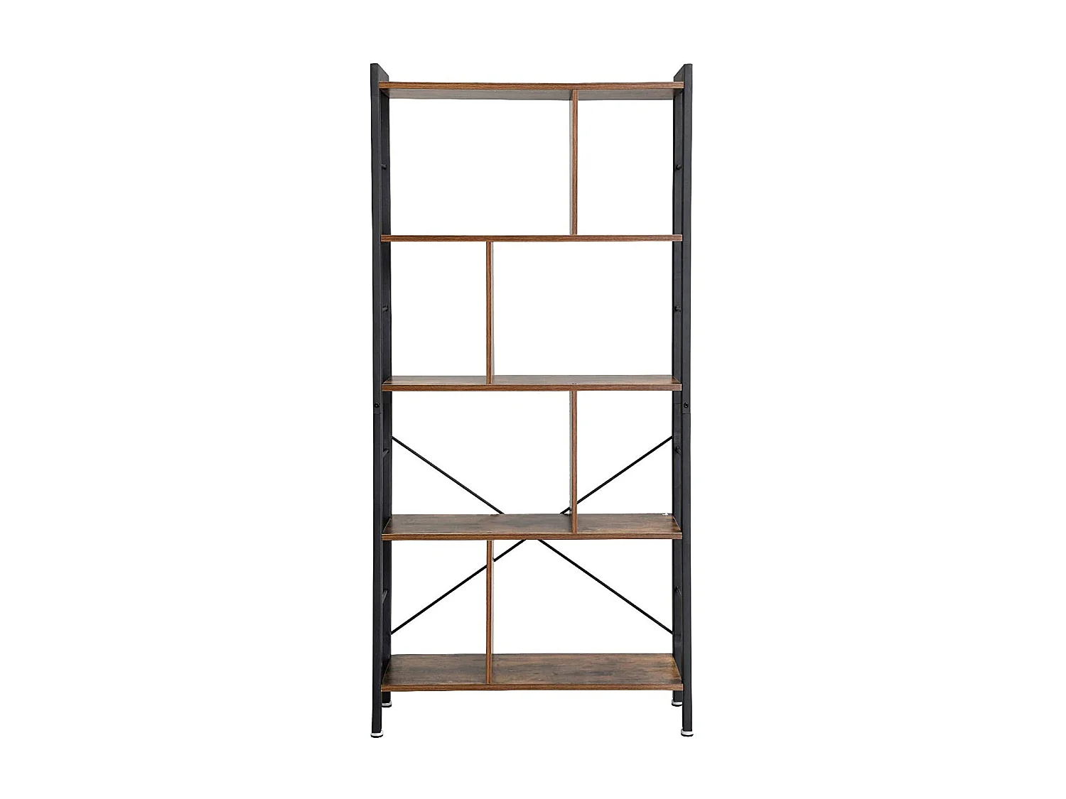 Valora LBC12BX Regał na książki Rustykalny Brązowy Metalowy 5 Półek