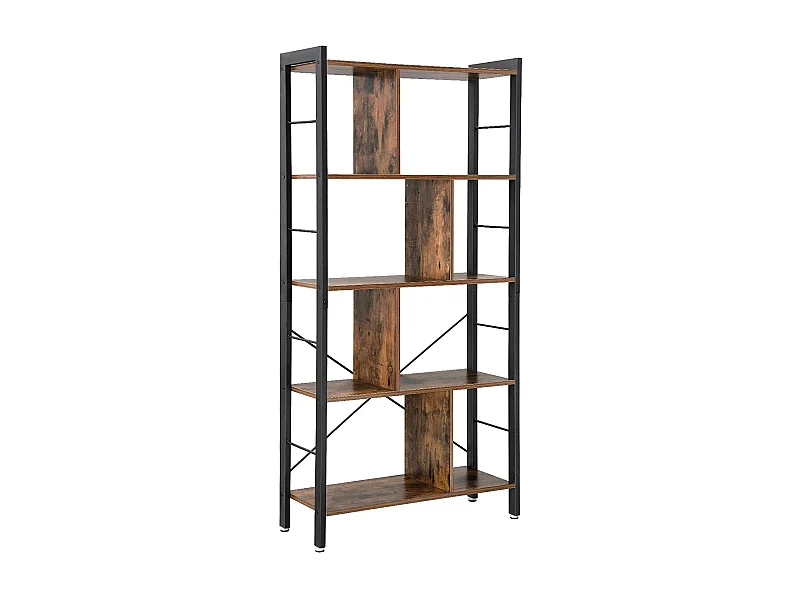 Valora LBC12BX Regał na książki Rustykalny Brązowy Metalowy 5 Półek